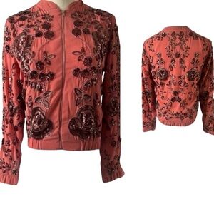 NWOT VERY COOL Endless Rose sequin Rose Bomber Jacket.